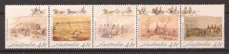 1990 Australia - Sc1181 - MNH VF - Strip of 5 - The Gold Rush