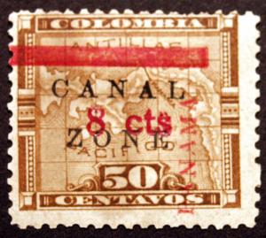 Rare Stamp Canal Zone #20 50c 1906 MLH Shift Errors Broken Type Missing PANAMA