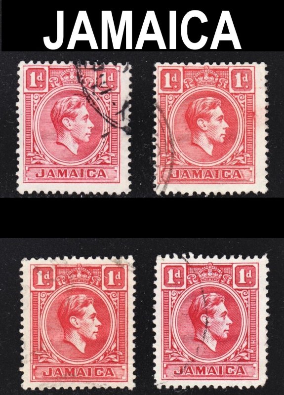 Jamaica Scott 117 FOUR DIFFERENT SHADES F to VF used. # A.  FREE...