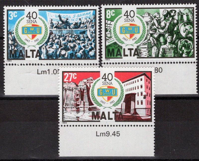 ZAYIX Malta 634-636 MNH General Workers' Union Careers  080122S14