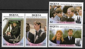 1986 Bequia 232-5 Royal Wedding MNH C/S of 4