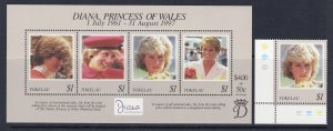 TOKELAU Sc# 252B - 253 MNH FVF Set1 + SS Princess Diana