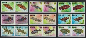 Zaire Fish 9v IMPERF Pairs 1978 MNH SC#862-870 SG#905-913 MI#548-556