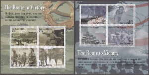 GAMBIA Sc# 2956-7: CPL MNH SET of 2 SHEETS of 4 - 60th ANN END of WORLD WAR II