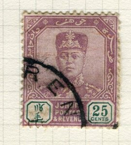 MALAYA JOHORE; 1922 early Sultan issue fine used 25c. value