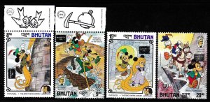 Bhutan 1986 Scott 553-56 (4) DISNEY Writters VF/NH/(**)