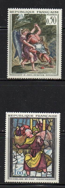 France Sc 1054-5 1963 Stained Glass Windows stamp set NH