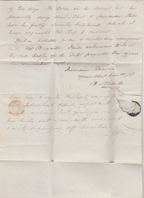 MS511 TOBAGO HISTORIC LETTER 1820 Cover Scotland ADD HALF *Bristol Ship Letter*