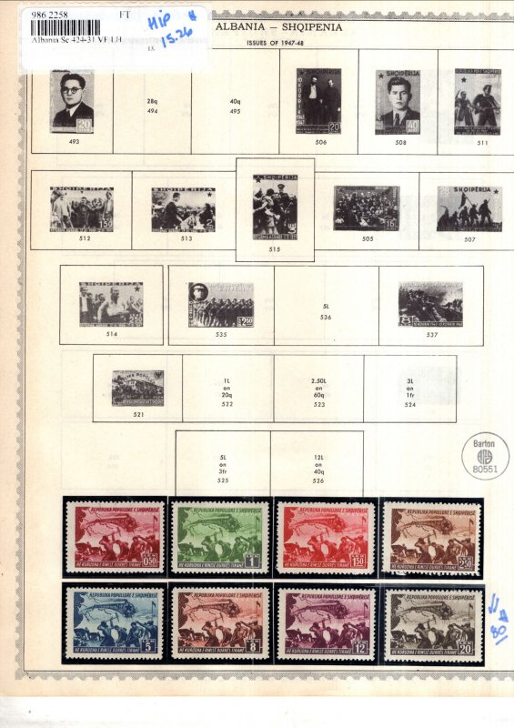 9862258 Albania Sc 424-31 VF LH Fresh! CV 71.45$