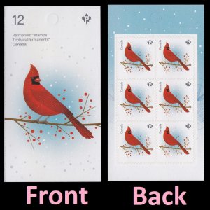 Canada 3365 Christmas Birds Holiday Cardinal P pane 6 A MNH 2022