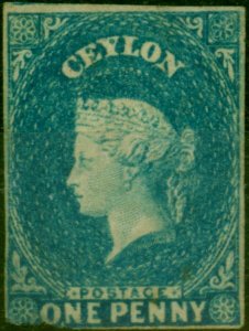 Ceylon 1857 1d Blue SG2a Good Unused CV £1200