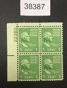 MOMEN: US STAMPS   #804 MINT OG NH PLATE BLOCK LOT #38387