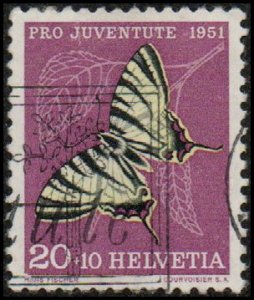 Switzerland B209 - Used - 20c+10c Black-veined Butterfly (1951) (cv $0.55) (2)