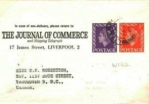 GB QEII STO Stationery Huggins WS62 UNPRICED RARITY Liverpool Canada 1963 E117