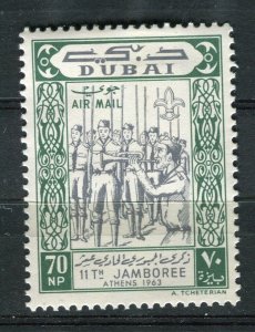 DUBAI; 1964 early Scout Jamboree issue fine Mint hinged 70np. value