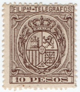 (I.B) Philippines Telegraphs : 10P Purple-Brown (1894)