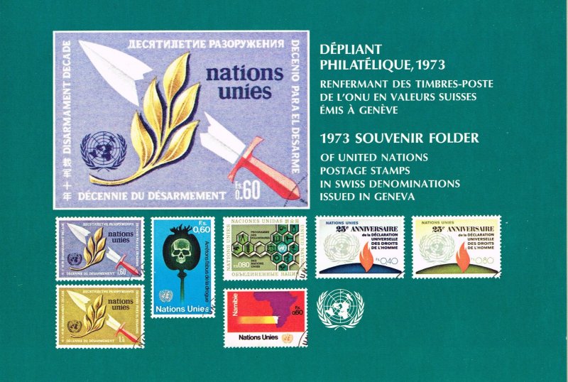 UN Geneva 1973 Souvenir Folder with MNH Stamps