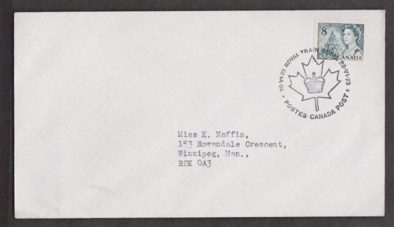 CANADA Scott # 544 On Scarce Cover With 1973 Royal Train Cancel