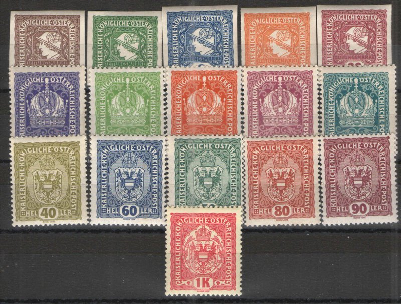 Austria 1916-18 Collection MNH VG/F - Regular issues and Newspaper stamps