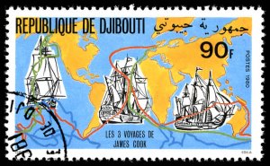 DJIBOUTI Sc 520 USED - 1980 90fr - Capt. James Cook Death Bicent