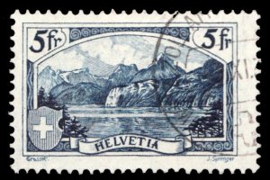 1928 Switzerland Sc #206 - 5Fr - The Rutli Mountain - Used postage stamp Cv$9.75