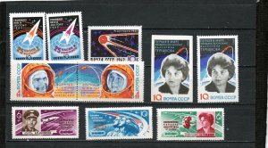 RUSSIA/USSR 1962-1963 SPACE SET OF 10 STAMPS PERF. & IMPERF. MNH