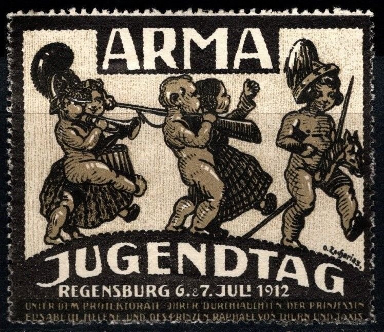 1912 Germany Poster Stamp ARMA Youth Day Regensburg July 6-7 Unused