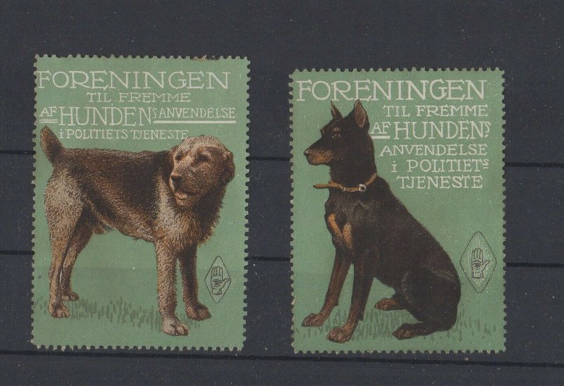 Denmark - Two Association for the Use of Dogs in Law Enforcement Stamps - NG