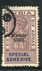 INDIA; 1950s early BOMBAY STATE fine used Revenue 6a. value