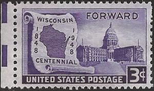 # 957 MINT NEVER HINGED WISCONSIN STATEHOOD 100TH ANNIV.