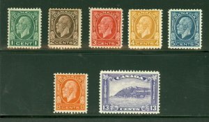 CANADA #195-201 Complete set, og, hinged, VF, Scott $155.55