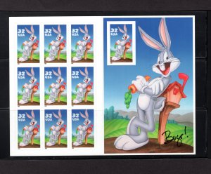 US 3137,  Pane of 10, VF,  MNH,  Bugs Bunny, CV $6.75 ..... 6784097/5995