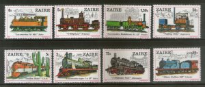 Zaire 1980 Steam Locomotives Railway Train Sc 935-42 MNH # 953