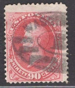 US Stamp #166 90c Rose Carmine Perry USED w/ Faults SCV $300.00