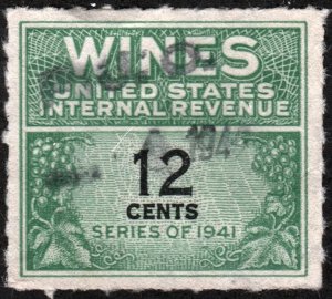 RE125 12¢ Wine Revenue Stamp (1942) Used