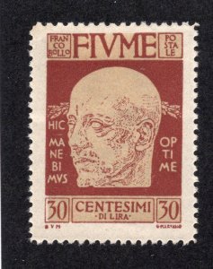 Fiume 1920 30c red brown d'Annunzio, Scott 91 MH, value = $3.00
