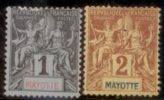 Mayotte 1892 SC# 1-2 MNH L156