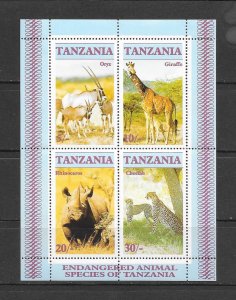 TANZANIA #322a  ENDANGERED ANIMALS  MNH