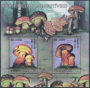 Sao Tome & Principe 2011 MNH Edible Mushrooms Stamps Fungi Boletus Nature 2v S/S