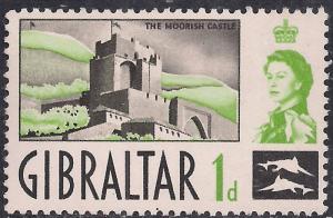 Gibraltar 1960 - 62 QE2 1d The Moorish Castle MM SG 161 ( G1204 )