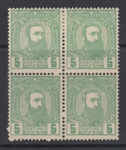 Belgian Congo, Scott 6, MNH/HR block of four