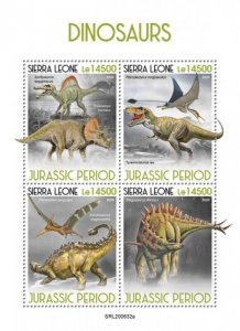 Sierra Leone - 2020 Dinosaurs, Triceratops - 4 Stamp Sheet - SRL200632a