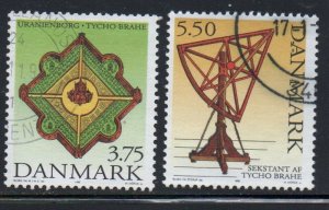 Denmark Sc 1035-1036 1995 Tycho Brahe stamp set used