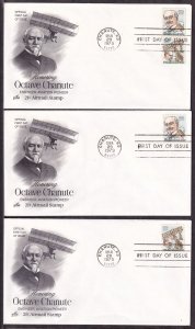 1978 Octave Chanute Sc C93-C94 C94a airmail set of 3 FDCs Art Craft cachets (BB