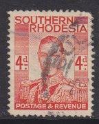 Southern Rhodesia sc#45 1937 4p KG6 defin used