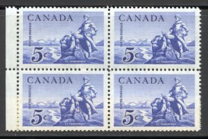 Canada Scott 378 MNHOG Block of 4 - 1958 La Verendrye Issue - SCV $1.40