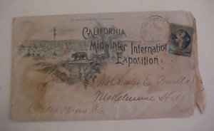 US  COVER  CALIFORNIA MID WINTER EXPO SAN FRANCISCO 1893 YD #213