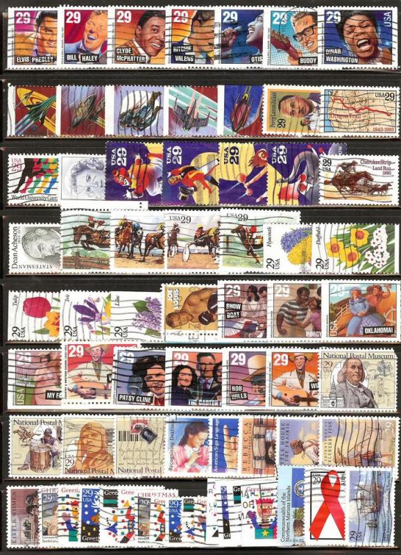 U.S. Used Commemoratives All From 1993 - 68 Stamps