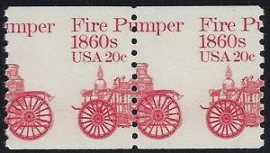 1908 - 20c Misperf Error / EFO Pair Fire Pumper Mint NH (Stk6)