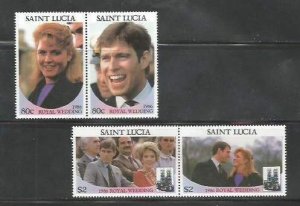 ST. LUCIA - 1986 - Royal Wedding - Perf 4v Set - Mint Never Hinged